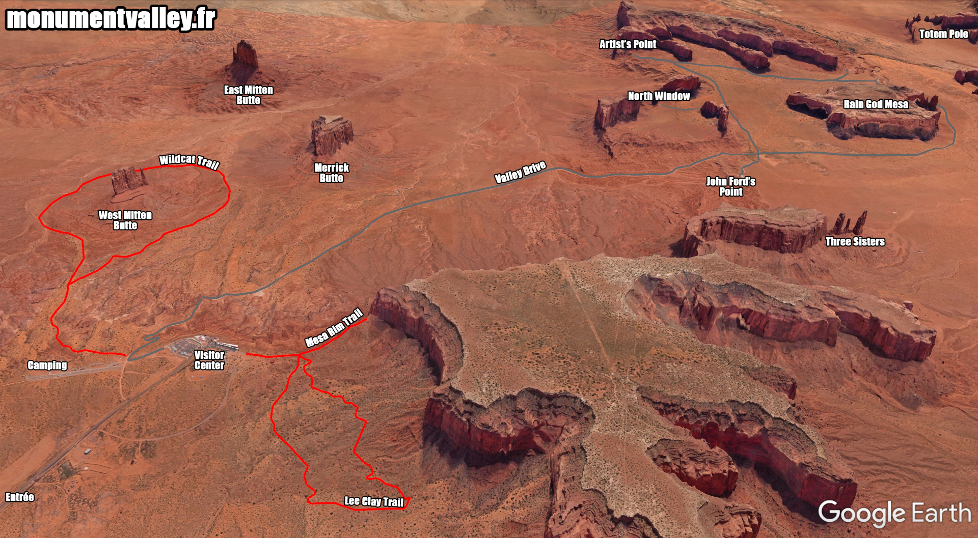 Carte et plan de Monument Valley